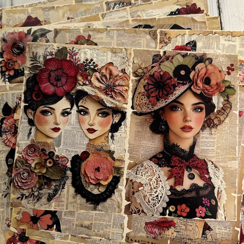 American Fashionable Girl's Newspaper Background Paper 14 Sheets 14cm x 18cm