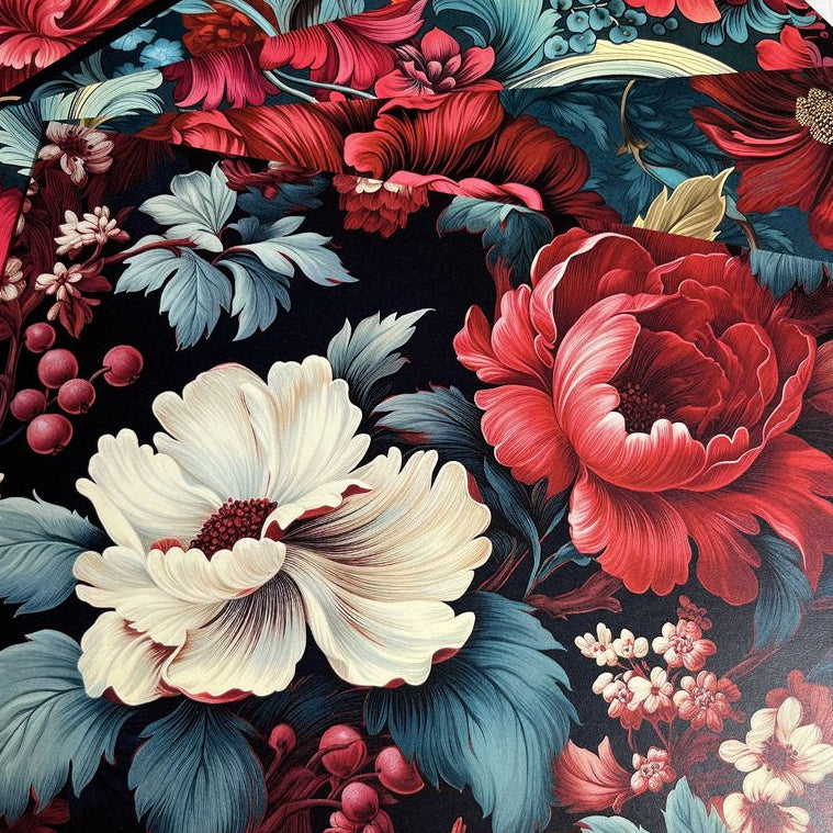 Baroque peacock blue classic floral pattern background paper 14cm x 18cm 10 Sheets image 2