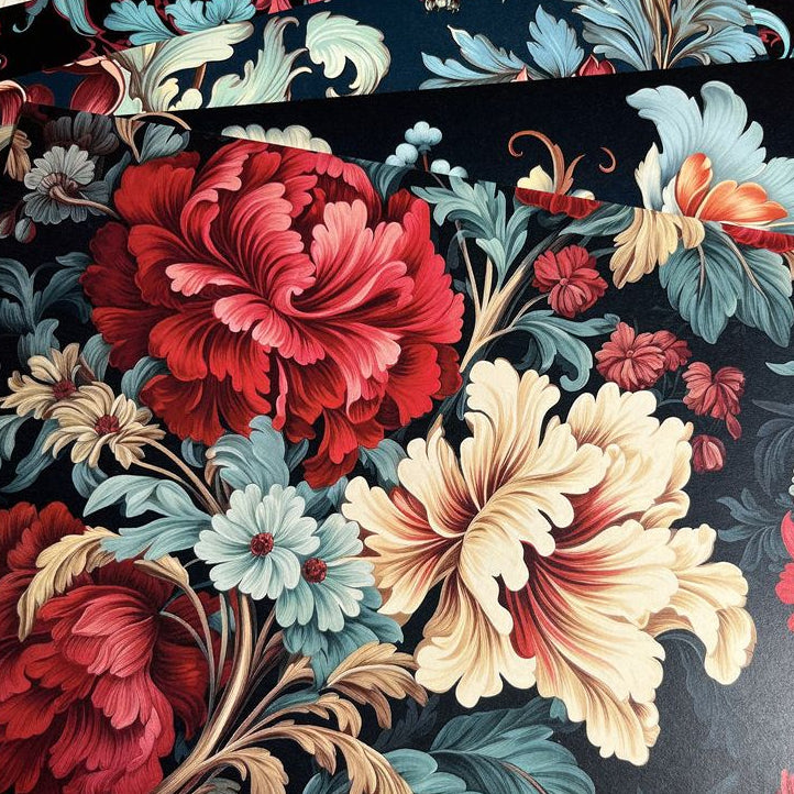 Baroque peacock blue classic floral pattern background paper 14cm x 18cm 10 Sheets image 3