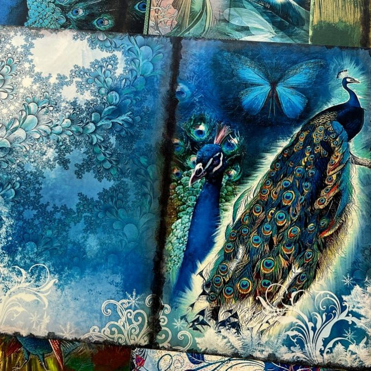 Peacock Forest Baroque Collage Material Paper 13cm x 18 cm 10 Sheets image 1