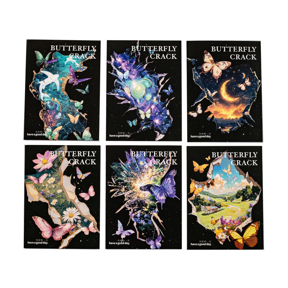 Cracked Butterfly Series PET Stickers 10 Pcs 6 Styles image 4