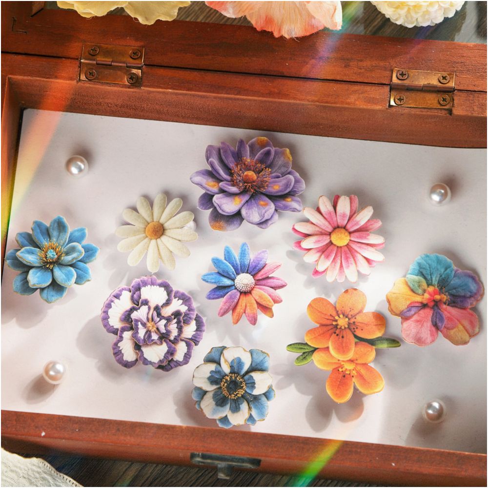 Velvet Flower Series Paper Stickers 30 sheets 6 designs image 2