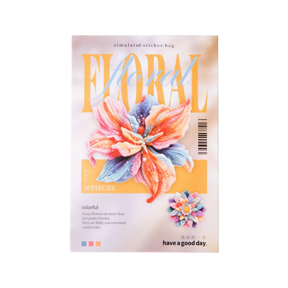 Velvet Flower Series Paper Stickers 30 sheets 6 designs image 4