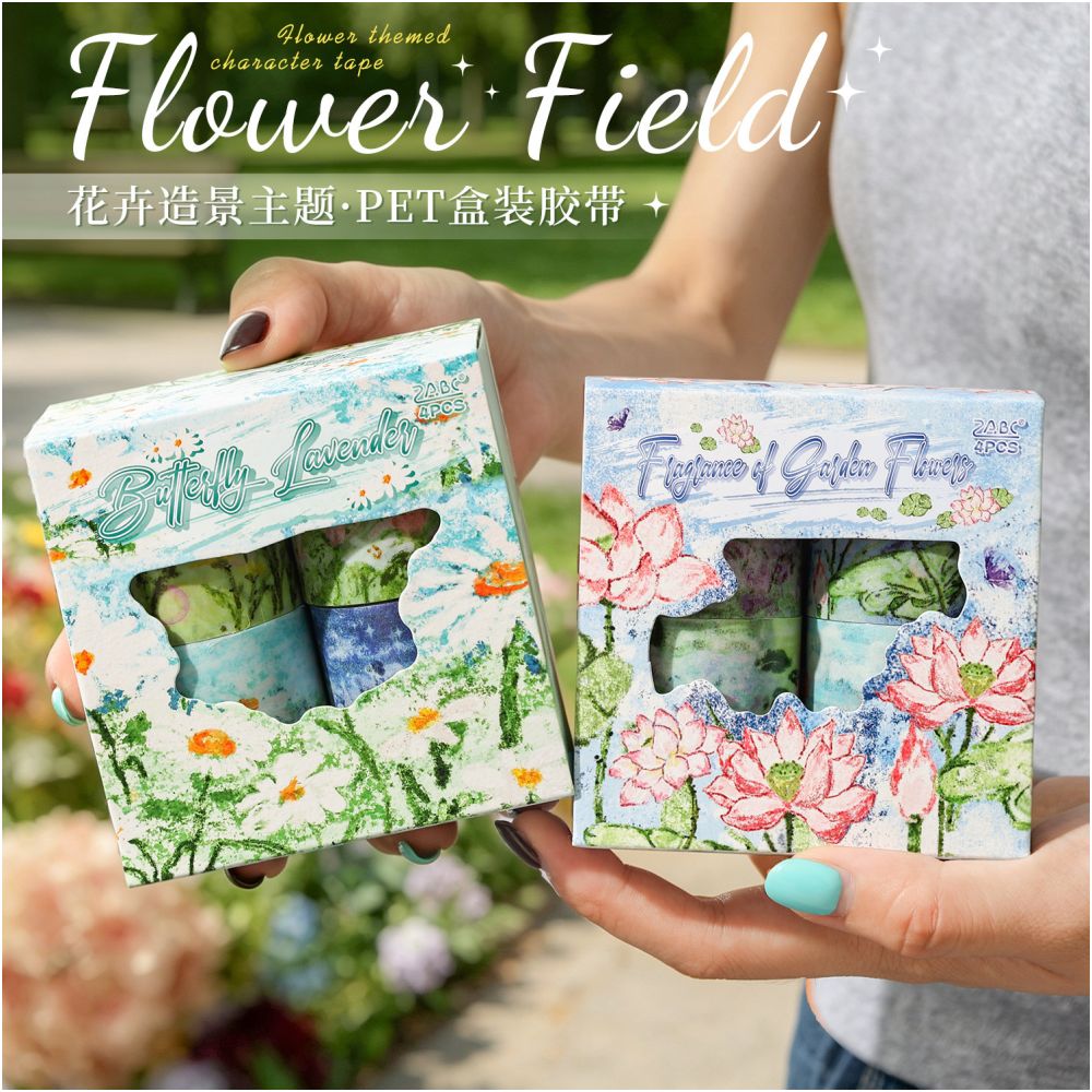 Ten Miles of Flower Fields series PET Tape set 2 designs 4 Rolls image 1