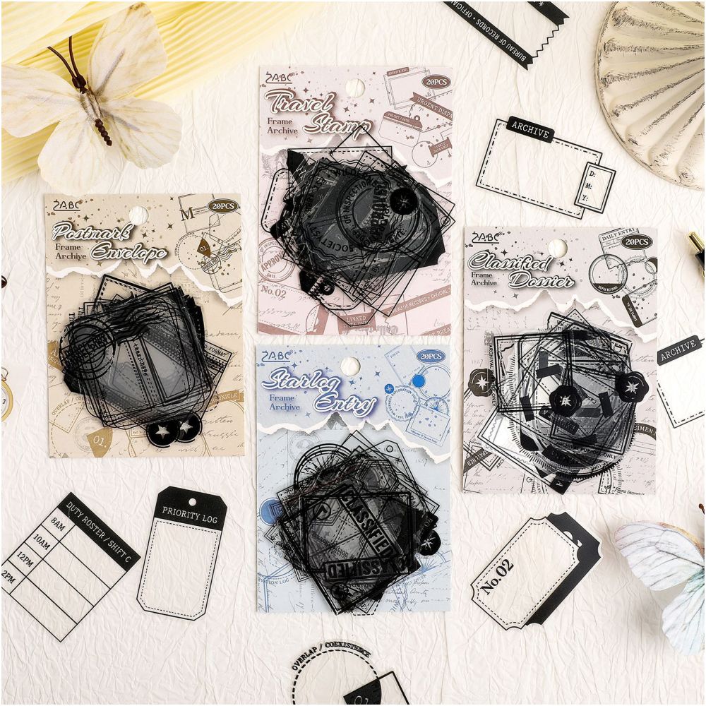 Archive Frame Series Border PET Stickers 20 sheets 6 designs image 2