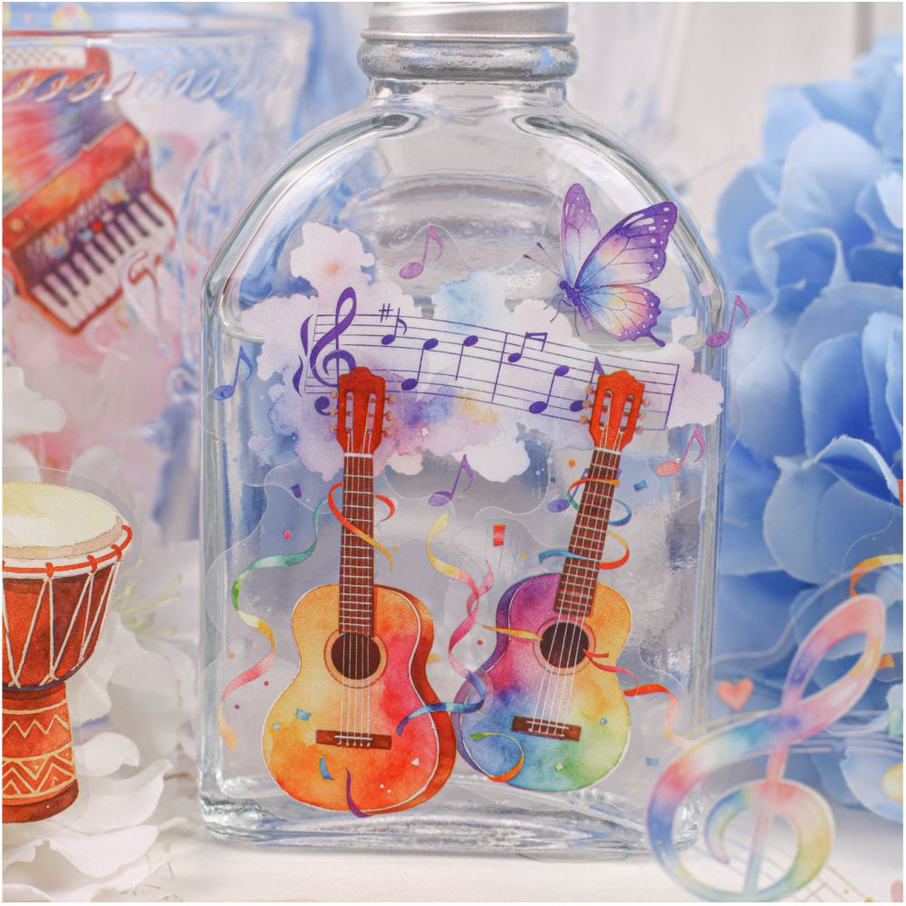 Music Theme PET Stickers 20 Sheets 6 Designs image 0