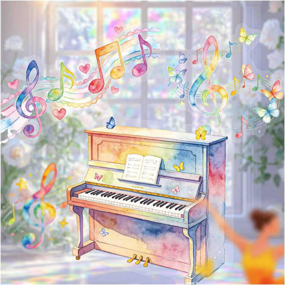 Music Theme PET Stickers 20 Sheets 6 Designs image 1
