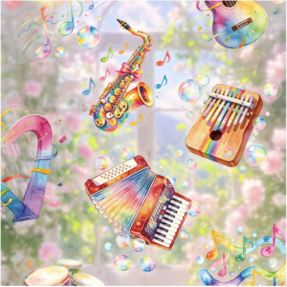 Music Theme PET Stickers 20 Sheets 6 Designs image 3