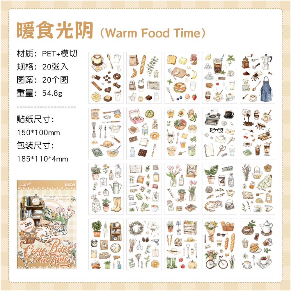 Daily Life Themed Sticker Book 20 Sheets 4 Styles
