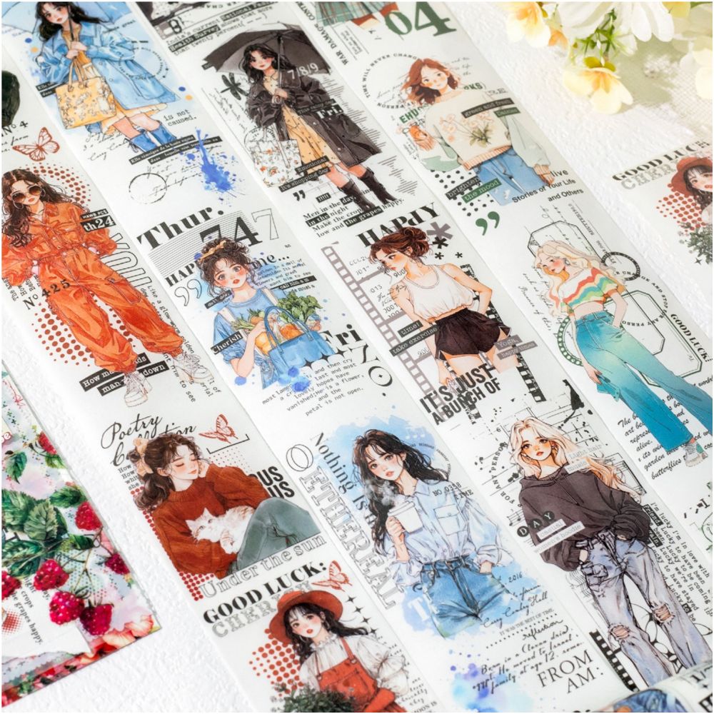 Life Series Character Washi Tape 4 Designs 5cm x 2m image 1