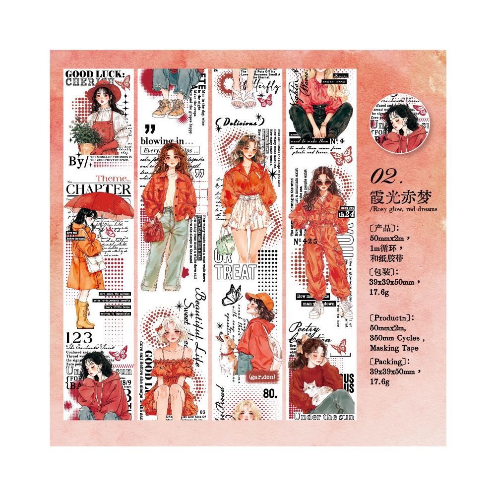 Life Series Character Washi Tape 4 Designs 5cm x 2m