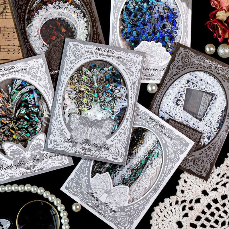 Lace Overture Series PET Stickers 6 Designs 20 Sheets image 0