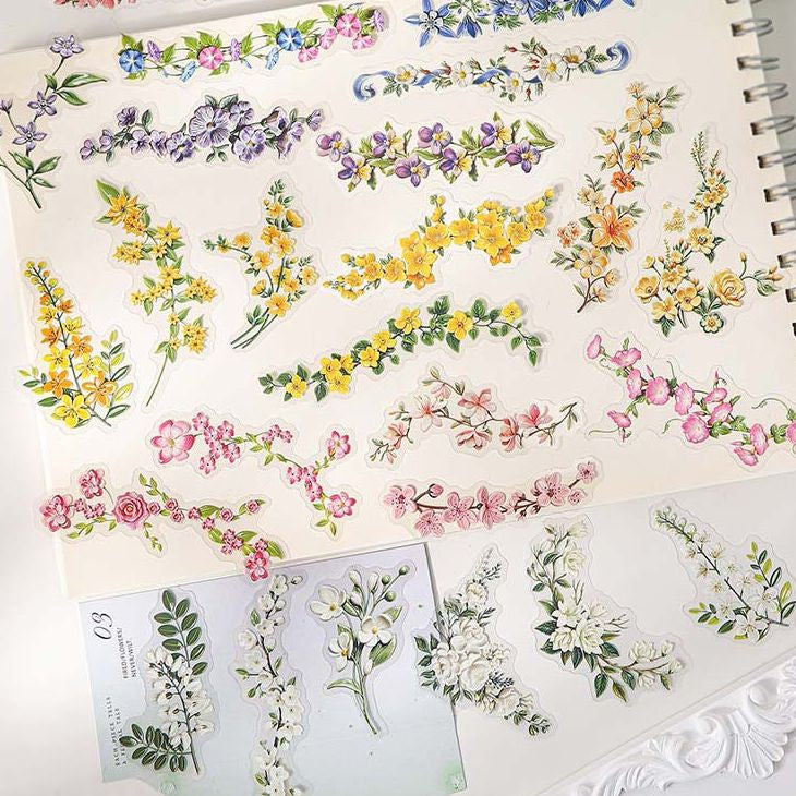 Floral Porcelain Series PET Sticker Pack 4 Designs 20 Sheets image 1