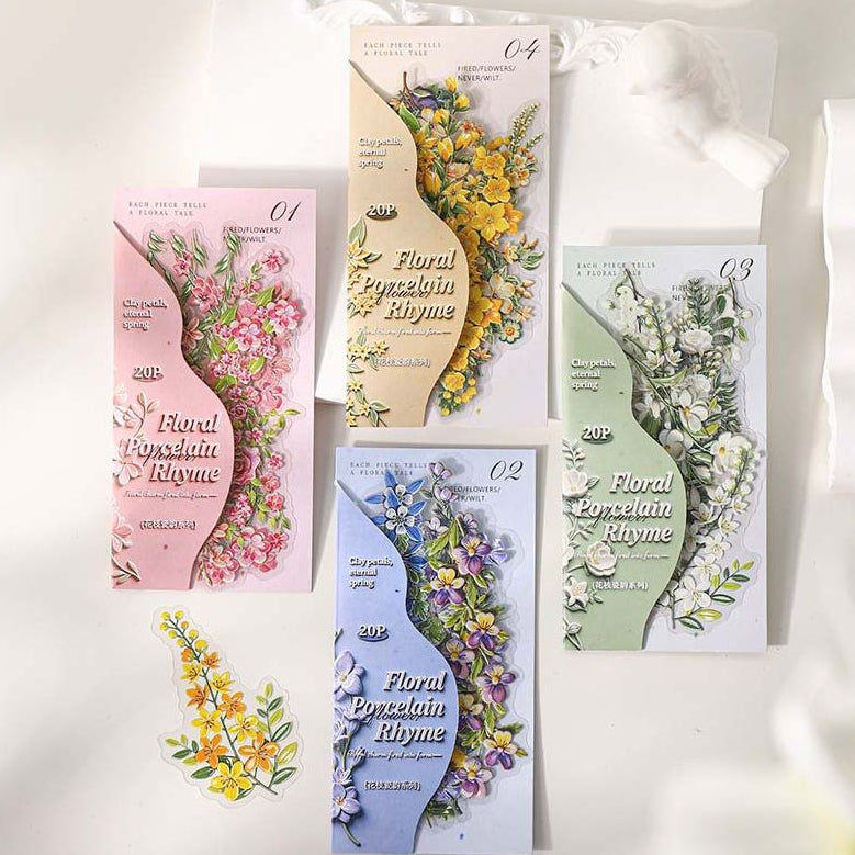 Floral Porcelain Series PET Sticker Pack 4 Designs 20 Sheets image 3