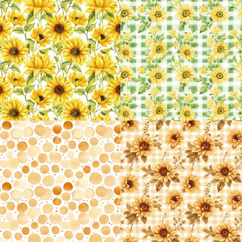 Sunflowers series material paper 15cm x 15cm 12 Sheets image 1