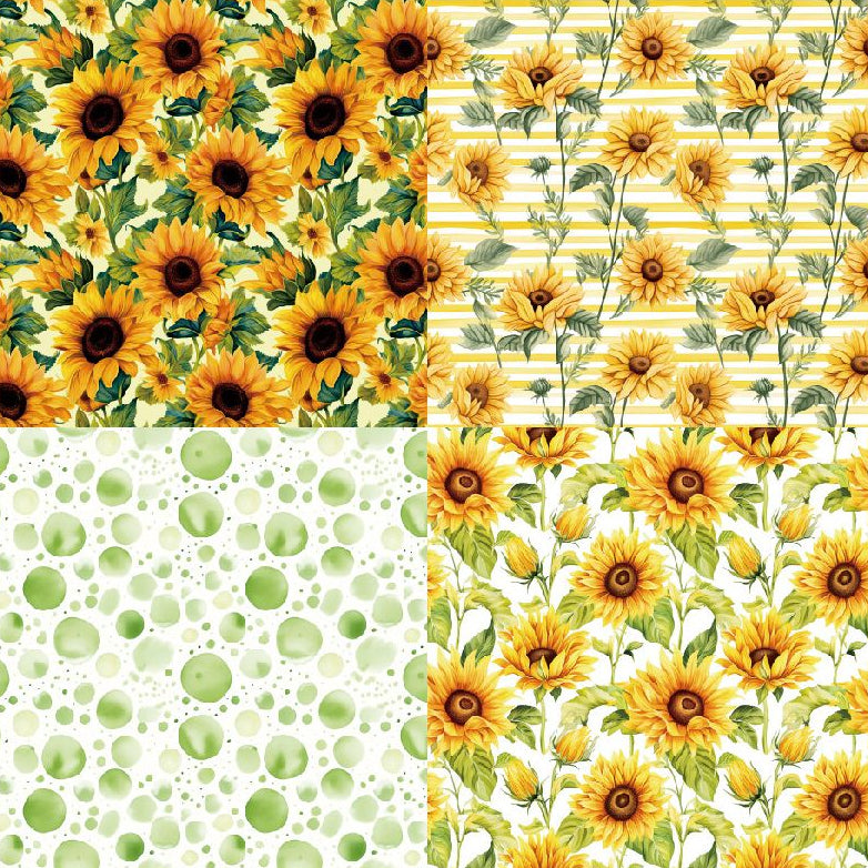 Sunflowers series material paper 15cm x 15cm 12 Sheets image 2