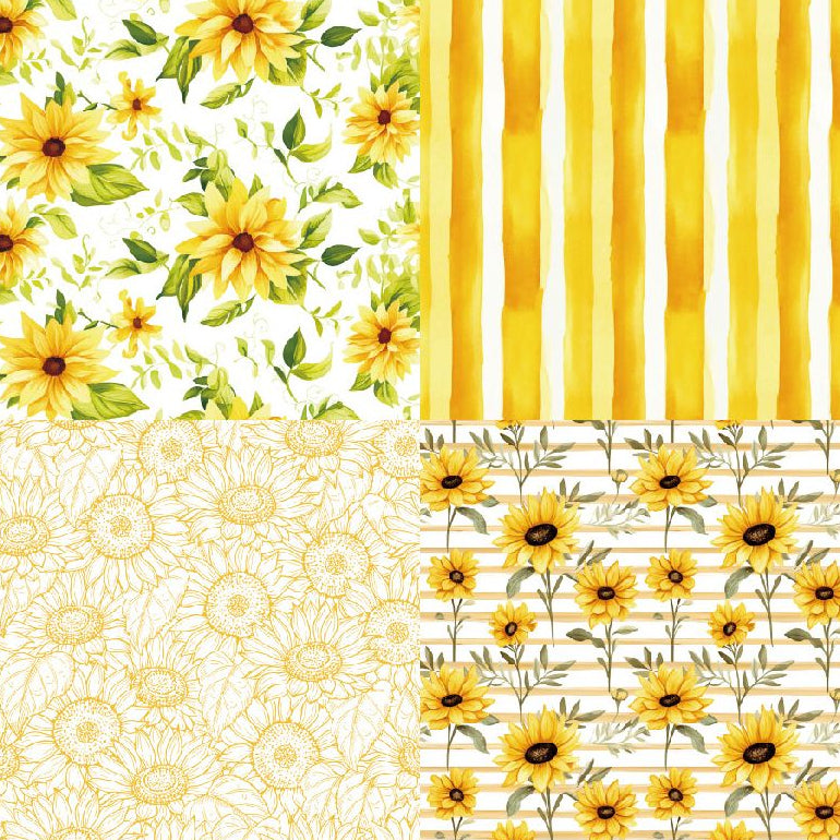 Sunflowers series material paper 15cm x 15cm 12 Sheets image 3