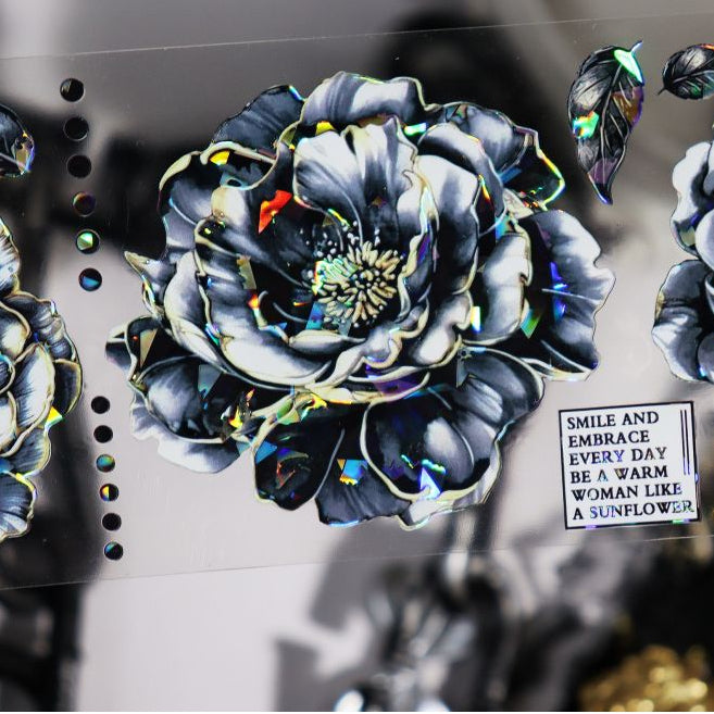 Black Shell Light Flower Background PET Tape 6cm x 1m image 1