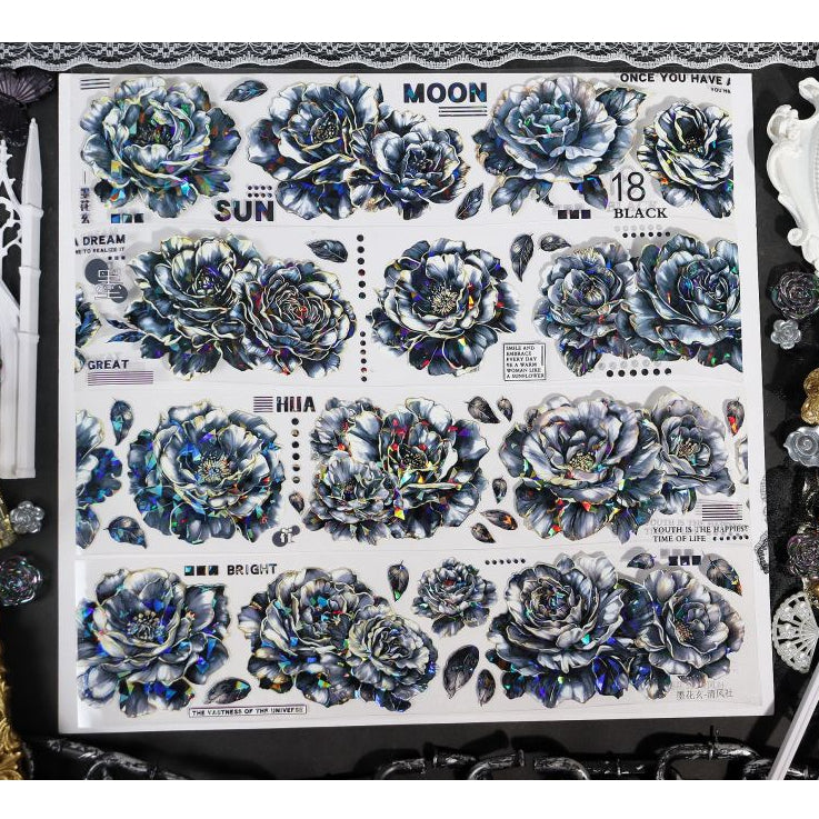 Black Shell Light Flower Background PET Tape 6cm x 1m image 3