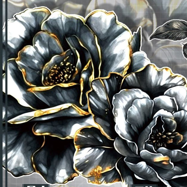 Black Shell Light Flower Background PET Tape 6cm x 1m