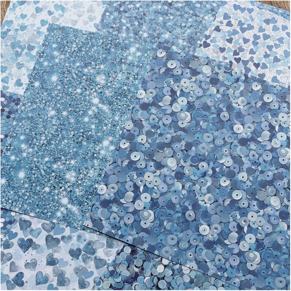 Vintage blue background paper 10 Sheets 15cm x 15cm image 1