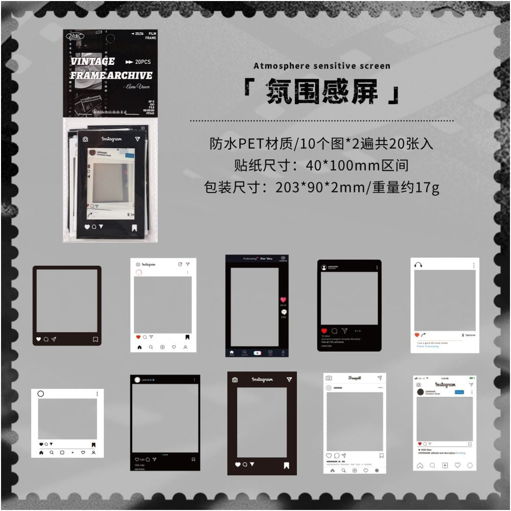 Frame Collection Series PET stickers designs 20 pcs