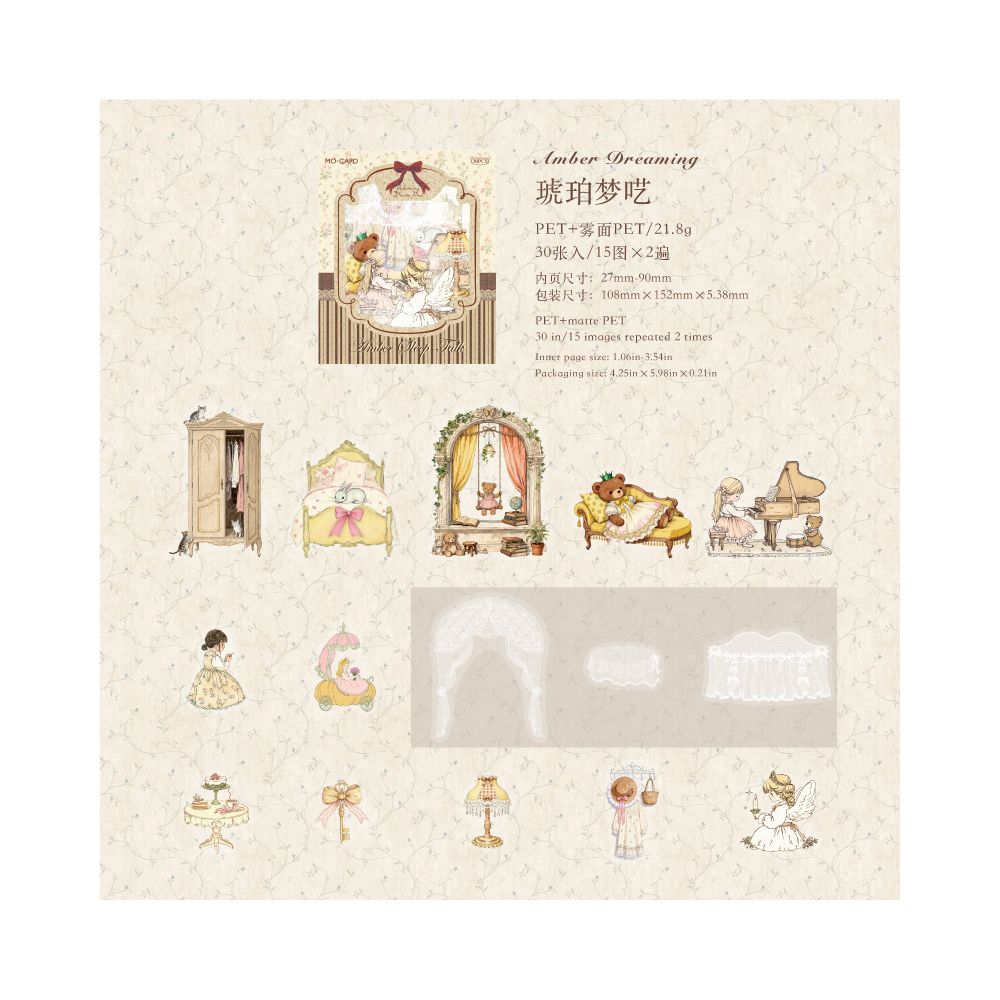 Dreamy Time Series Vintage PET Stickers 30 sheets 6 designs