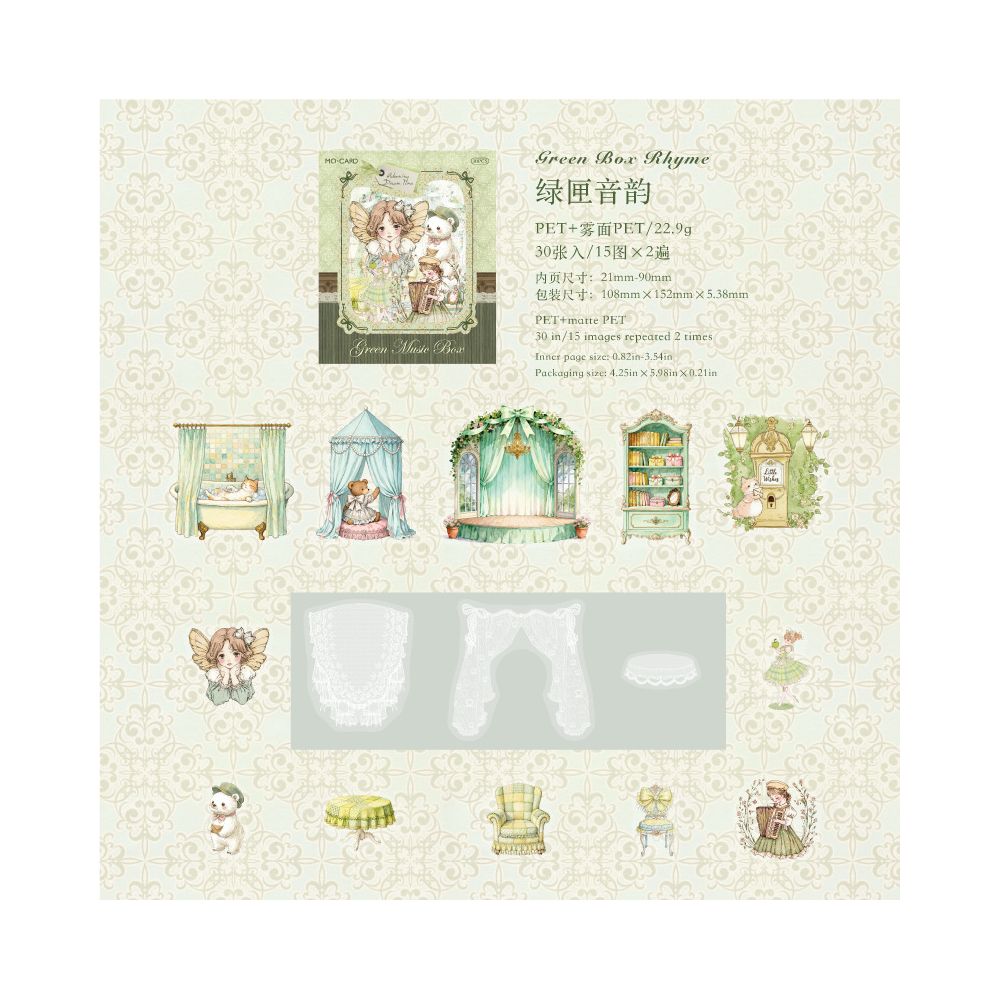 Dreamy Time Series Vintage PET Stickers 30 sheets 6 designs