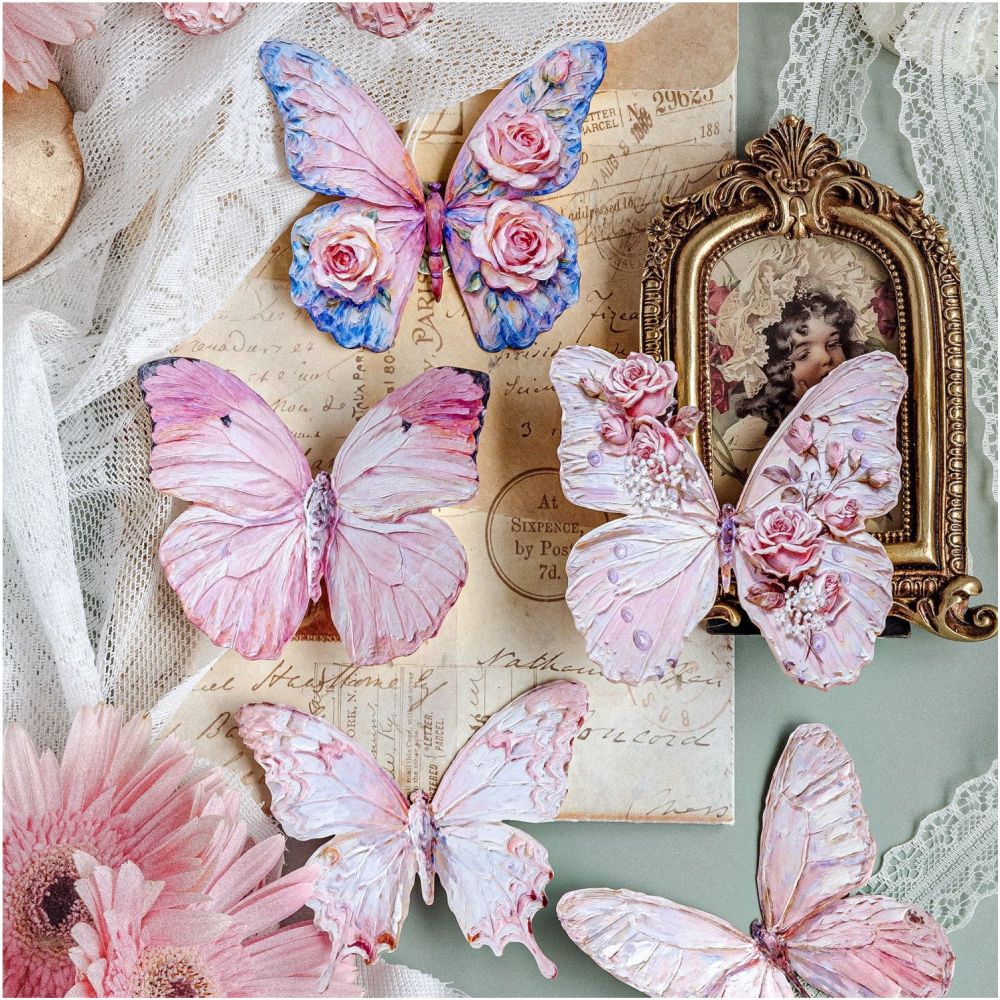 Butterfly Poem series embossed Paper Stickers 10 sheets 6 Styles image 0