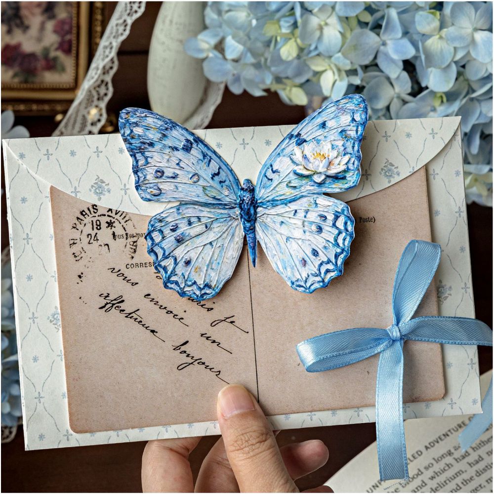 Butterfly Poem series embossed Paper Stickers 10 sheets 6 Styles image 1