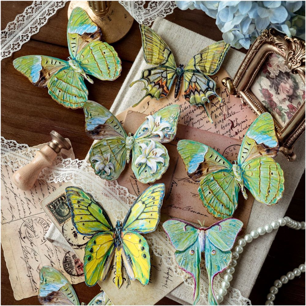 Butterfly Poem series embossed Paper Stickers 10 sheets 6 Styles image 3