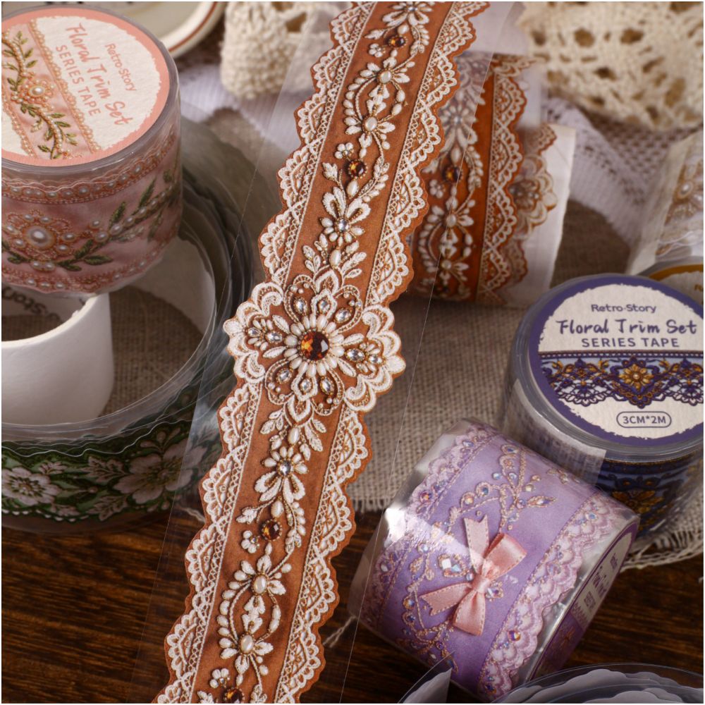 Floral Ribbon Collection Series Washi Tape 3cm x 2m 6 Styles image 2