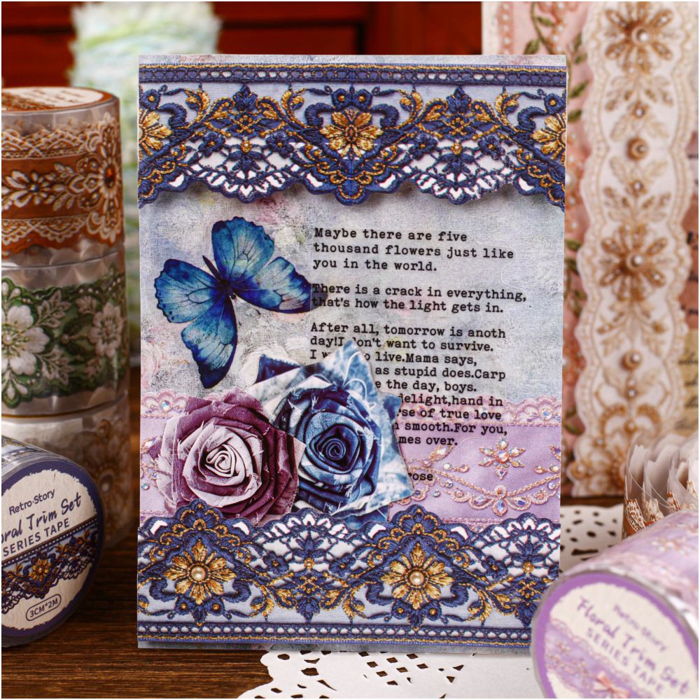 Floral Ribbon Collection Series Washi Tape 3cm x 2m 6 Styles image 3
