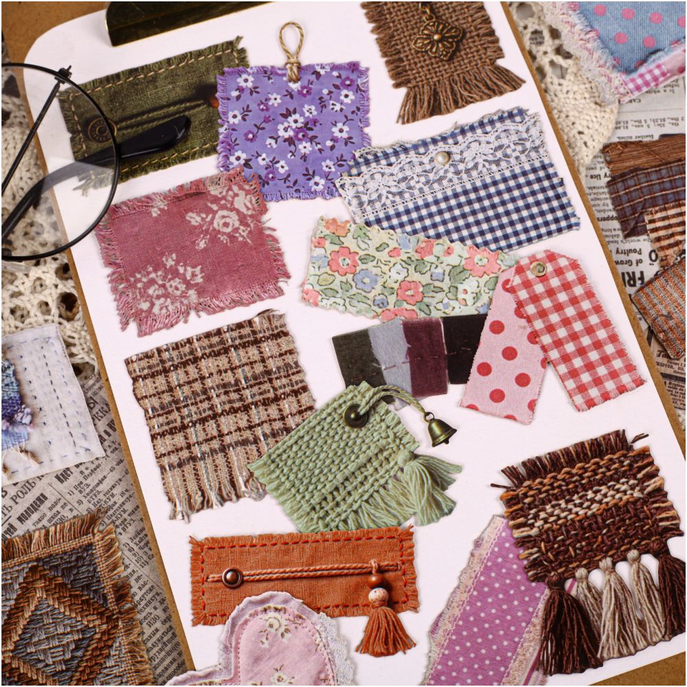 Fabric Journal Series Paper Stickers 15 Sheets 6 Designs image 1