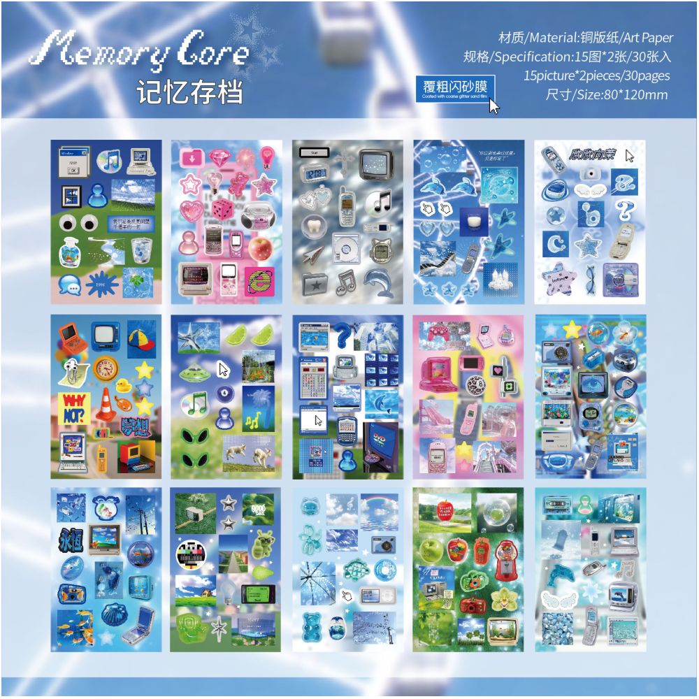 Century Dream Core Millennium Style Sticker Book 2 Styles 30 Sheets