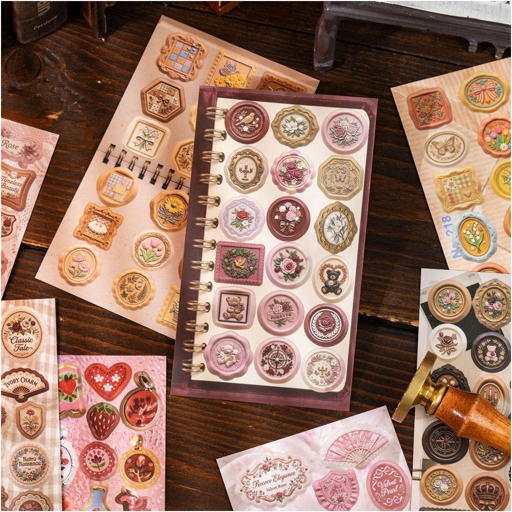 Vintage paper sticker book 2 Styles 20 Sheets image 1