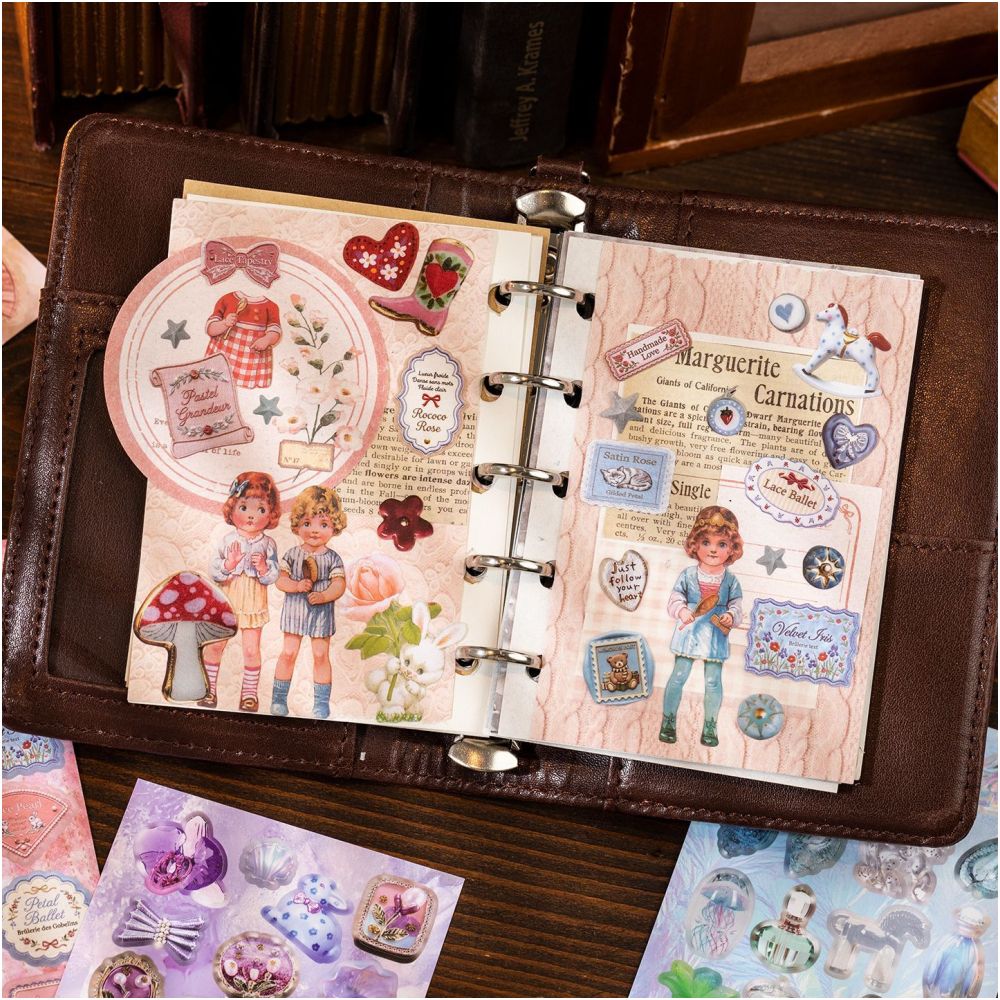 Vintage paper sticker book 2 Styles 20 Sheets image 3