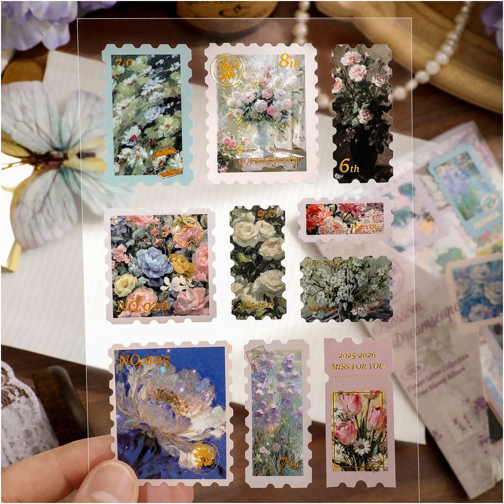 Vintage Floral Notes PET Stickers 6 Styles 3 Sheets image 2
