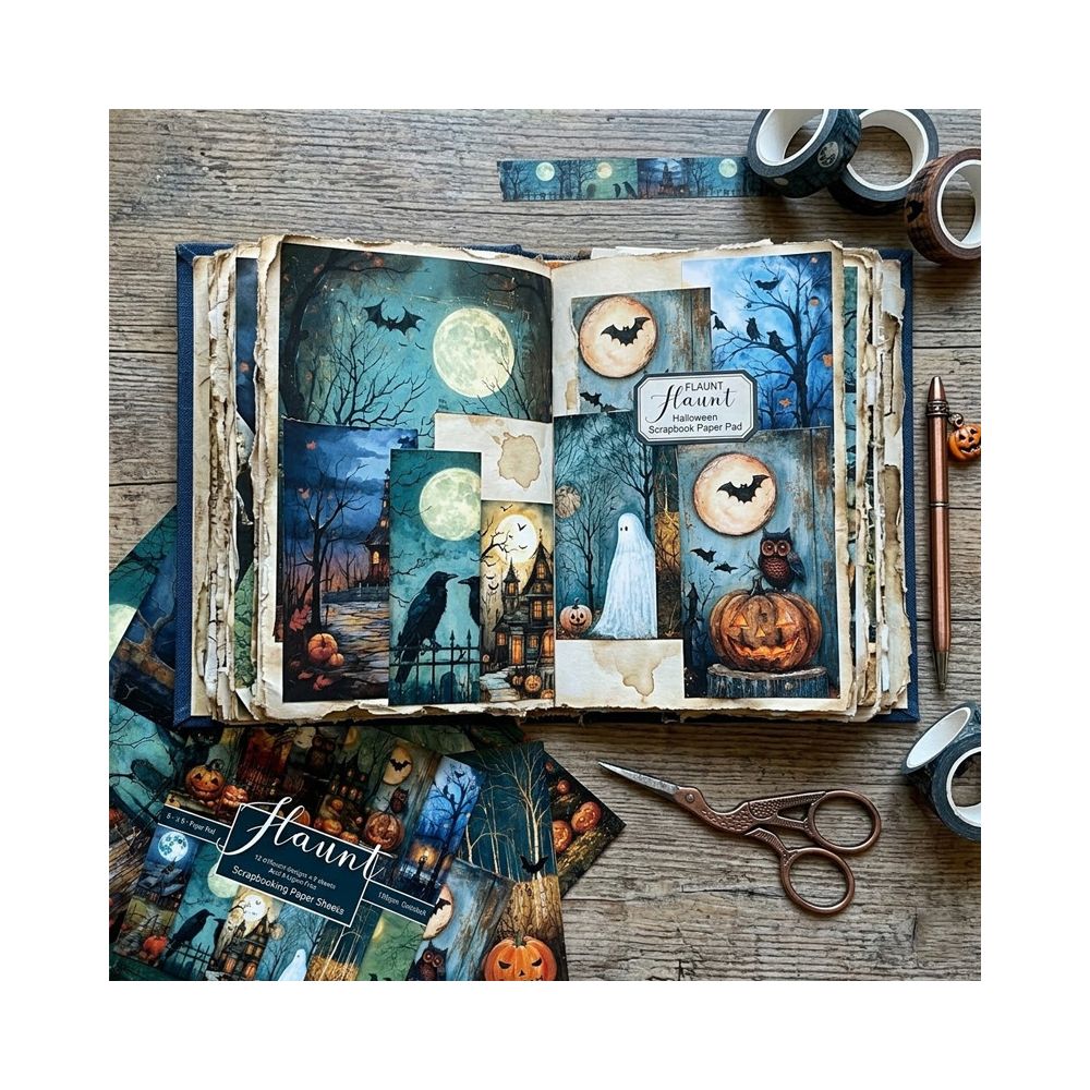 Haunt Halloween Series Material Paper 15cm x 15cm 12 Sheets image 1