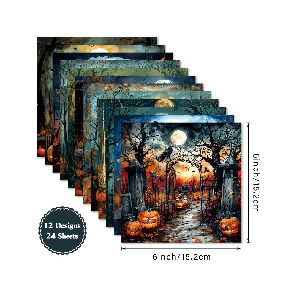 Haunt Halloween Series Material Paper 15cm x 15cm 12 Sheets image 4