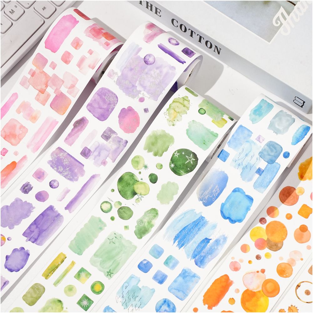 Dyeing Collection Watercolor Blending Washi Tape 6 Designs 6 5cm x 2m image 0