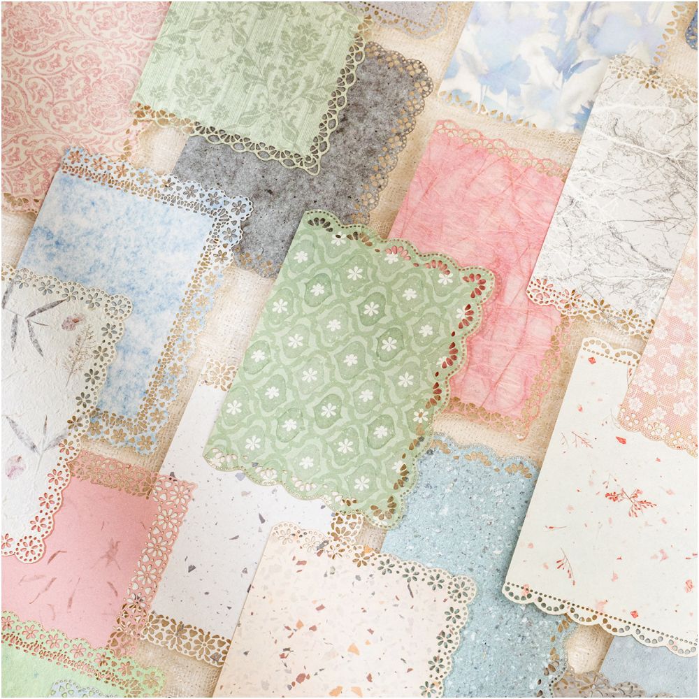 Vintage Lace Edge Hand Drawn Material Paper 7 4cm x 10cm 20 Sheets 4 Designs image 2