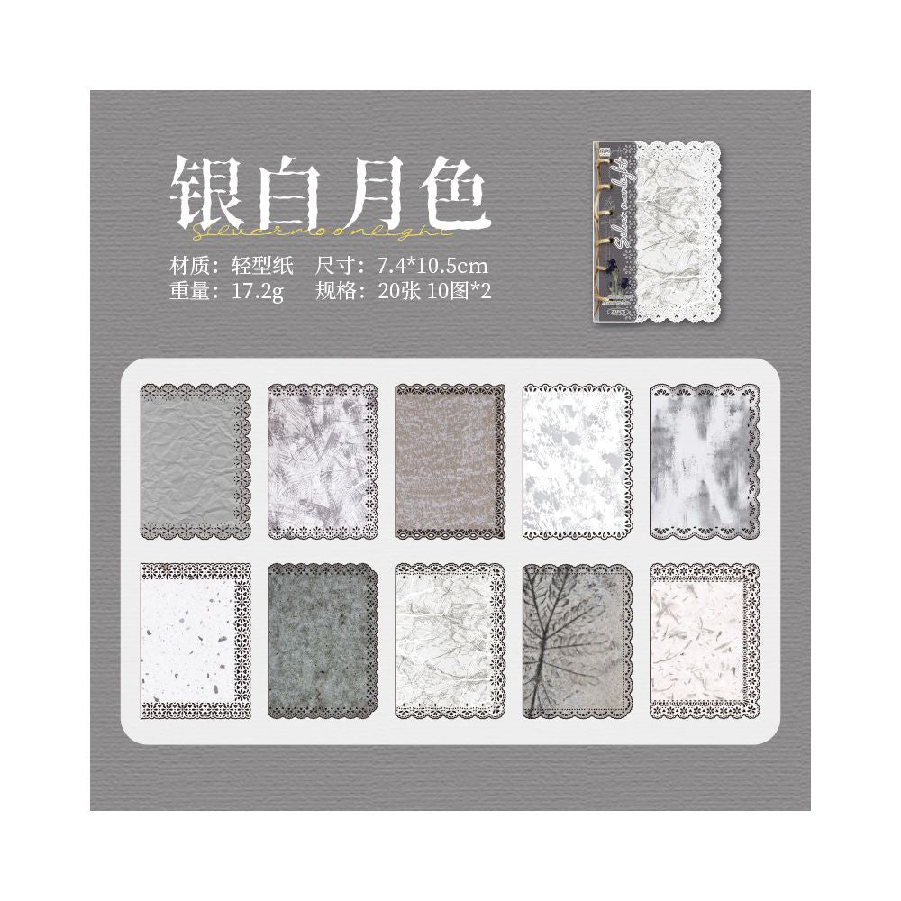 Vintage Lace Edge Hand Drawn Material Paper 7,4cm x 10cm 20 Sheets 4 Designs