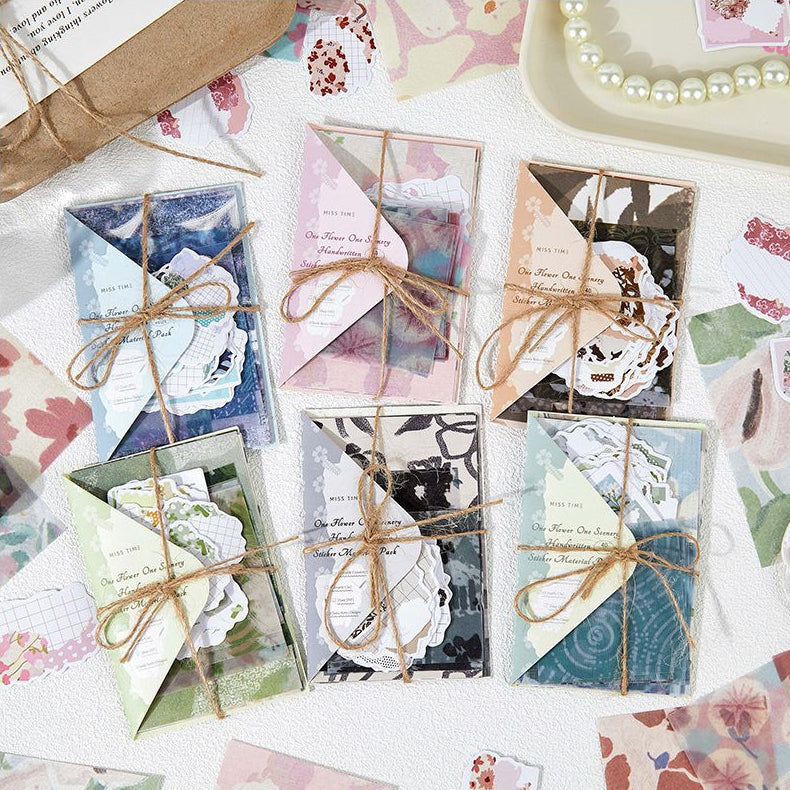 Whispers of Flowers Series Paper Stickers 40 Sheets 6 Designs image 0