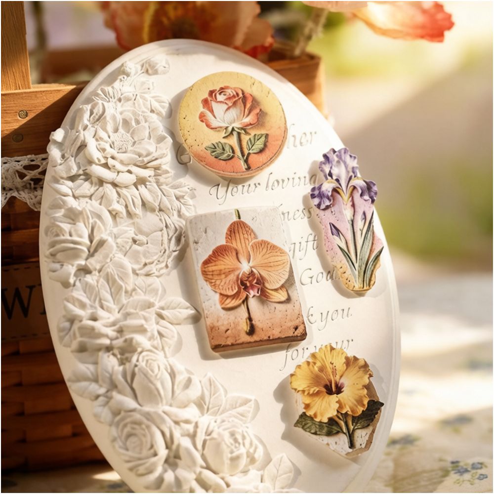 Floral Relief Series Paper Stickers 20psc 6 variants image 0