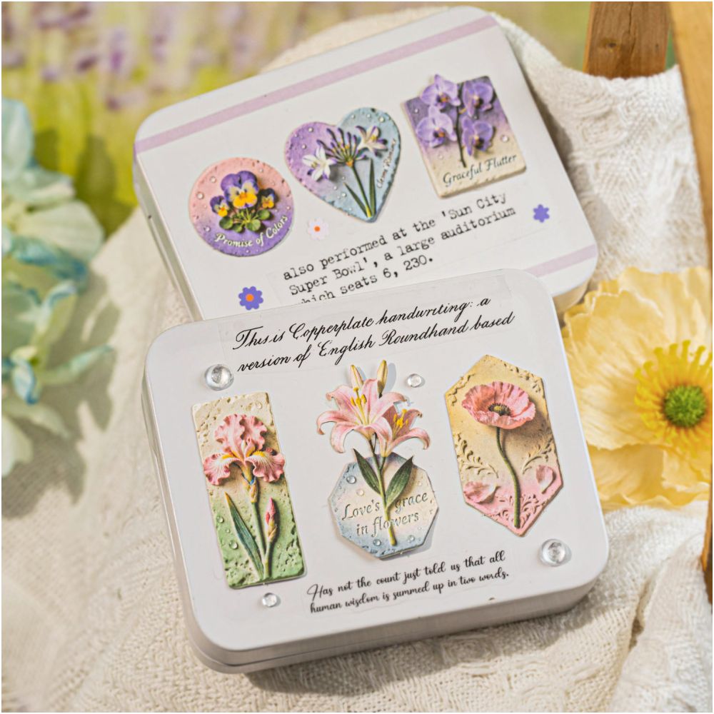 Floral Relief Series Paper Stickers 20psc 6 variants image 3