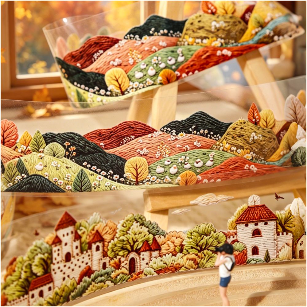 Autumn Scroll Series PET Tape 4cm x 2m 6 Designs image 1