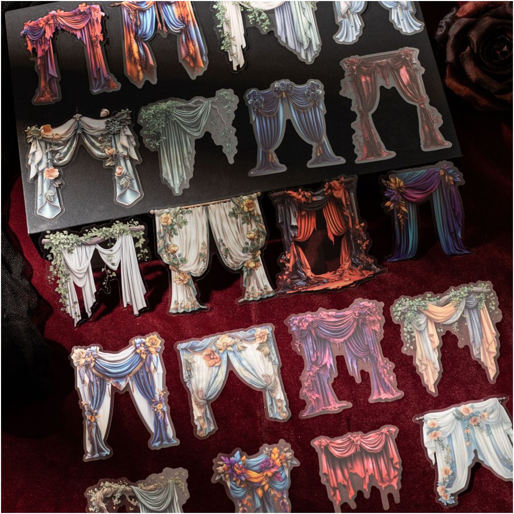 Curtain Series PET Stickers 16 sheets 4 designs image 3