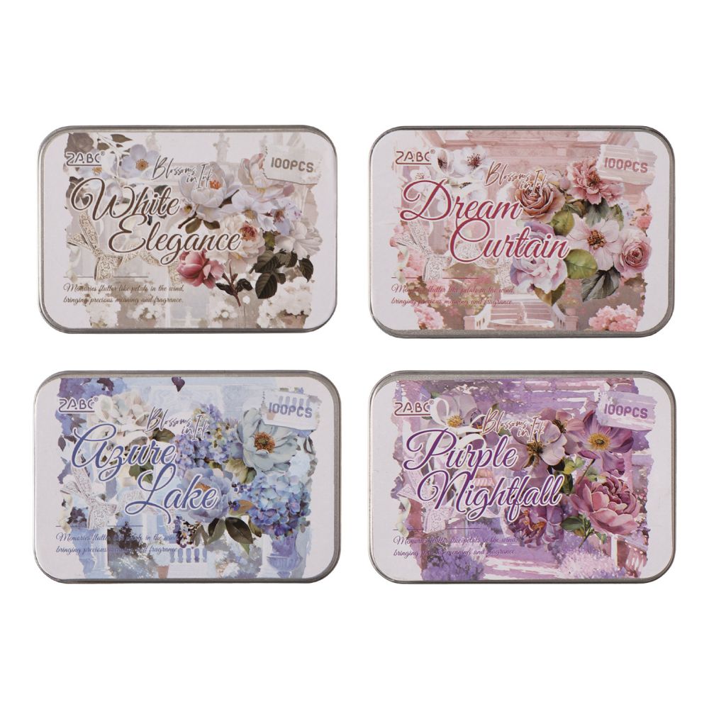 Fresh and Elegant Floral PET Stickers 100psc 4 designs image 4