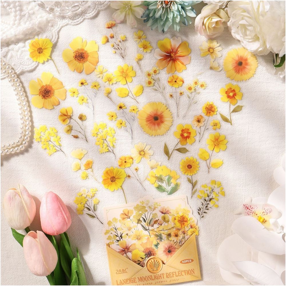 Light Sleep Floral Series PET Stickers 40psc 6 Designs image 3